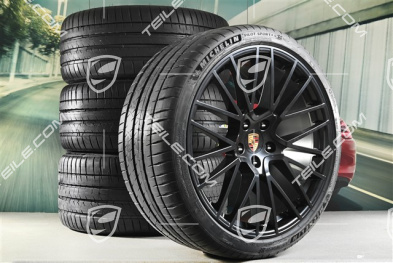 22-inch Cayenne Coupé RS Spyder summer wheel set, rims 10J x 22 ET48 + 11,5J x 22 ET52 + Michelin summer tyres 285/35 R22 + 315/30 R22, with TPMS, black satin matt