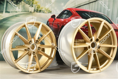 20+21-inch wheel rim set Carrera S, rims: front 8,5J x 20 ET53 + rear 11,5J x 21 ET67, aurum satin matt