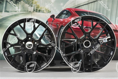 20+21" Komplet felg RS Spyder, felgi: przednie 8,5J x 20 ET53 + tylne 11,5J x 21 ET67, czarny wysoki połysk