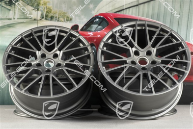 21-inch wheel rim set RS Spyder, 11J x 21 ET49 + 9,5J x 21 ET46, for Cayenne Cpupe, Platinum satin matt