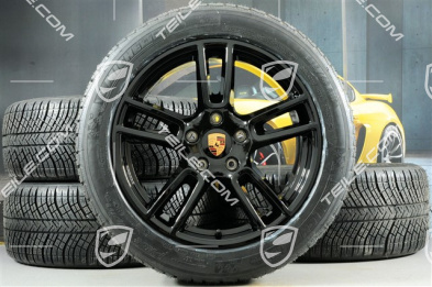 19" Koła zimowe, komplet "Panamera", felgi 9J x 19 ET64 + 10,5 J x 19 ET62 + NOWE opony zimowe Michelin Pilot Alpin 4 265/45 R19 + 295/40 R19, czarny wysoki połysk