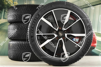 21" Koła zimowe Turbo, komplet, felgi 8,5J x 21 ET27 + 10,5J x 21 ET47 + NOWE opony zimowe Michelin Pilot Alpin 5 SUV 255/45 R21 + 285/40 R21, czarny wysoki połysk