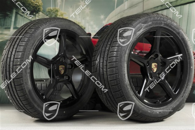 18" Boxster winter wheels set, rims 8J x 18 ET57 + 9,5J x 18 ET49, Pirelli Sottozero II winter tires 235/45 R18 + 265/45 R18, black high gloss