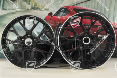 20+21-inch wheel rim set RS Spyder, rims: front 8,5J x 20 ET53 + rear 11,J x 21 ET67, black high gloss