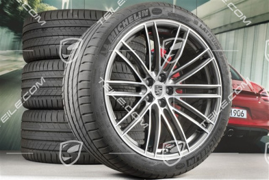 21" Turbo IV Design Sommerräder, Felgen 9,5J x 21 ET27 + 10J x 21 ET19 + Michelin Sommerreifen 265/40 R21 + 295/35 R21, mit RDK-Sensoren