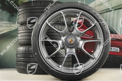 20"+21" Turbo S Exclusive Design Sommerräder Satz, Felgen 9,5J x 20 ET44 + 12J x 21 ET70 + NEUE Pirelli Sommerreifen 255/35 R20 + 315/30 R21, Platinsilber