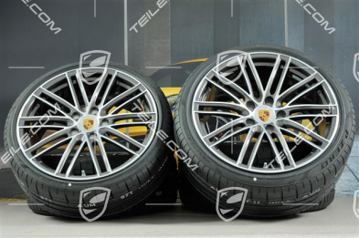 20" Turbo IV Sommerräder Satz, Felgen 8,5J x 20 ET57 + 10,5J x 20 ET47 + Pirelli Sommerreifen 235/35 ZR20 + 265/35 ZR20, mit RDK-Sensoren