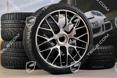 GT3 20" Winterräder Satz "Turbo S" Zentralverschluss, 9J x 20 ET51 + 11J x 20 ET59 + Michelin Winterreifen 245/35 R20+295/30 R20, RDK-Sensoren