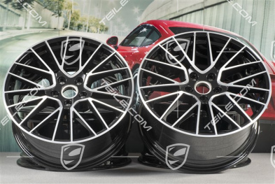 21-inch wheel rim set Cayenne RS Spyder, 11J x 21 ET58 + 9,5J x 21 ET46, black high gloss