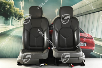 Seats, right el. adjustment, left manual, leather, agate grey, set (L+R)