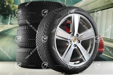 22" Koła zimowe, komplet, Cayenne Exclusive Design Sport, felgi 10J x 22 ET48 +11,5J x 22 ET52 + opony zimowe Pirelli 285/40 R22 + 315/35 R22, Platin Silver