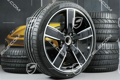 20-inch summer wheels set Carrera Sport, rims 8,5J x 20 ET49 + 11,5J x 20 ET56 + summer tyres 245/35 R20 + 305/30 R20, Jet Black Metallic