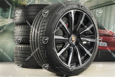20" Koła letnie Taycan Tequipment, felgi 9J x 20 ET54 + 11J x 20 ET60 + NOWE opony letnie Michelin 245/45 R20 + 285/40 R20, czarny wysoki połysk