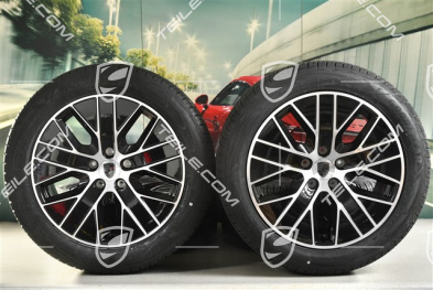 20" Macan S Winterräder Satz, Felgen 7,5J x 20 ET32 + 10J x 20 ET49 + NEUE Goodyear Winterreifen 235/55 R20 + 285/45 R20, in Schwarz Hochglanz