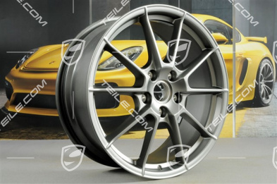 20" "Spyder" / "718 Sport" Felgen Satz, Felgen 8,5J x 20 ET57 + 10,5J x 20 ET47, Platinum Seidenmatt