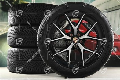 21" Cayenne RS Spyder Design winter wheel set, wheel rims 9,5J x 21 ET16 + 11J x 21 ET37 + Michelin Pilot Alpin 5 winter tyres 275/45 R21 + 315/40 R21, black high gloss