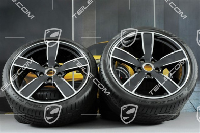 20-inch summer wheels set Carrera Sport, rims 8,5J x 20 ET49 + 11,5J x 20 ET56 + summer tyres 245/35 R20 + 305/30 R20, Jet Black Metallic