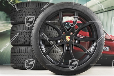 21" koła zimowe Cayenne COUPE Exclusive Design, komplet, felgi 9,5J x 21 ET46 + 11,0J x 21 ET49 + NOWE opony zimowe Continental 275/40 R21 + 305/35 R21, z czujnikami ciśnienia, czarny satynowy półmat