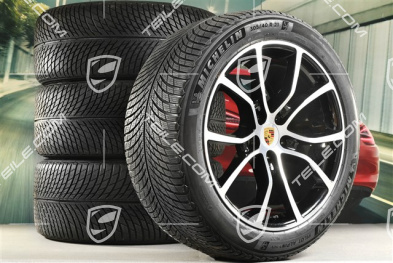 21-inch Cayenne Exclusive Design winter wheel set, rims 9,5J x 21 ET46 + 11,0J x 21 ET58 + NEW Michelin winter tyres 285/45 R21 + 305/40 R21, with TPMS, black high gloss