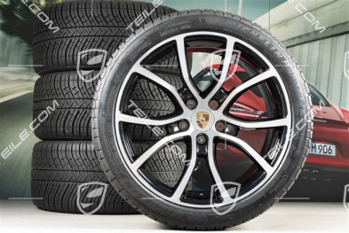 21-inch Cayenne Exclusive Design winter wheel set, rims 9,5J x 21 ET46 + 11,0J x 21 ET58 +  Michelin Pilot Alpin 5 winter tyres 275/40 R21 + 305/35 R21, with TPMS, black high gloss + bright-polished areas