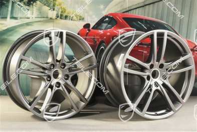 21-inch wheel rim set Cayenne Turbo, 11J x 21 ET49 + 9,5J x 21 ET46, Platinum satin-matt