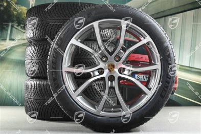21" Cayenne Exclusive Design Winterräder Satz, Felgen 9,5J x 21 ET46 + 11,0J x 21 ET49 + Michelin Pilot Alpin 5 SUV Winterreifen 285/45 R21 + 305/40 R21, mit RDK-Sensoren