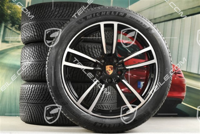 21-inch Cayenne Turbo Design winter wheel set, rims 9,5J x 21 ET46 + 11,0J x 21 ET49 + Michelin winter tyres 285/45 R21 + 305/40 R21, with TPMS, black high gloss