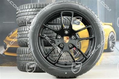 18" Cayman Winterräder Satz, Felgen 8J x 18 ET57 + 9,5J x 18 ET49, Pirelli Sottozero II Winterreifen 235/45 R18 + 265/45 R18, schwarz hochglanz
