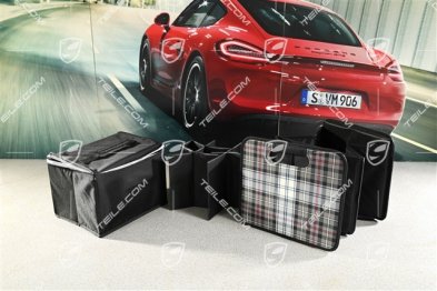 Faltbare Kofferraumbox / Kofferraumtasche, 30 x 27,5 x 50, Turbo 50 Schottenkaro / Tartan inkl. Flascheneinsatz + Kühltascheneinsatz