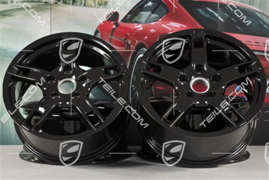 18" Boxster S Felgensatz, 8J x 18 x ET57 + 9J x 18 x ET43, schwarz hochglanz