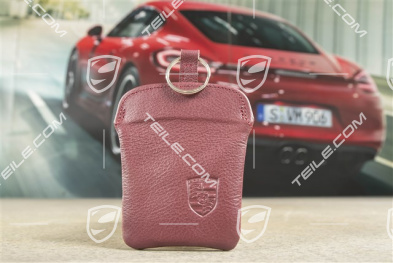 Key Case / Key pouch, wine red, leather, Porsche 911 70's to 90's