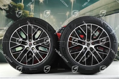 20" koła zimowe Macan S, felgi 7,5J x 20 ET32 + 10J x 20 ET49 + opony zimowe Michelin 235/55 R20 + 285/45 R20, czarny wysoki połysk