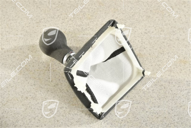 GT4, Schaltknauf /Schalthebelknopf mit Schaltmanschette Alcantara 6-Gang Schaltgetriebe, Schwarz mit Platingrau Nähte