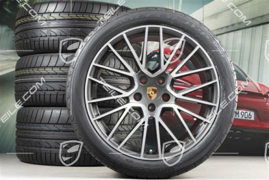 21-inch Cayenne RS Spyder summer wheel set, rims 9,5J x 21 ET46 + 11,0J x 21 ET58 + Bridgestone Dueler H/P Sport summer tyres 285/40 R21 + 315/35 R21, with TPMS,