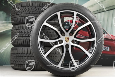 21-inch Cayenne COUPE Exclusive Design winter wheel set, rims 9,5J x 21 ET46 + 11,0J x 21 ET49 + NEW Continental winter tyres 275/40 R21 + 305/35 R21, with TPMS, black high gloss + bright-polished areas