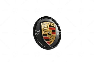 Wheel hub cap set, crest coloured, Matte Black/ Glossy black outer ring