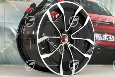 20" Felga Taycan Turbo Aero Design, 11J x 20 ET60, czarny wysoki połysk + frezowana powierzchnia