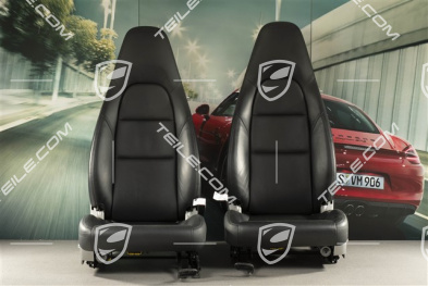 Seats, el. adjustable, heating, leather, black, set, L+R
