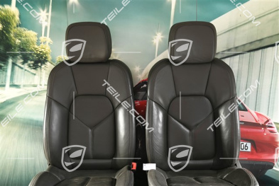 Seats, right el. adjustment, left manual, leather, agate grey, set (L+R)