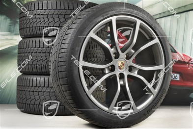 21-inch Cayenne Exclusive Design winter wheel set, rims 9,5J x 21 ET46 + 11,0J x 21 ET58 +  Continental winter tyres 275/40 R21 + 305/35 R21, with TPMS, Platinum satin-mat
