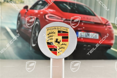 Hub cap, concave, coloured crest, GT Silver