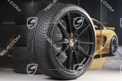 20"+21" Carrera S Winterräder Satz, Felgen 8,5J x 20 ET53 + 11J x 21 ET66 + NEUE Michelin Winterreifen 245/35 R20 + 295/30 R21, in Schwarz Seidenmatt