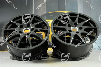 18" Komplet felg Panamera S, 8J x 18 ET59 + 9J x 18 ET53, czarny wysoki połysk