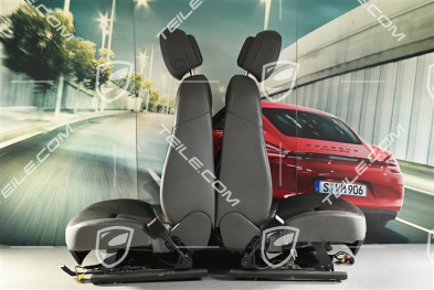 Seats, right el. adjustment, left manual, leather, agate grey, set (L+R)