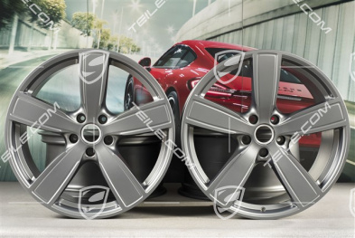 22" Komplet felg Cayenne Sport Classic, 10J x 22 ET48 + 11,5J x 22 ET61, Platinum półmat satyna