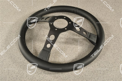 Sportlenkrad, 3-Speichen, Schwarz Leder mit Indischrot Ziernaht und 12-Uhr-Markierung, ohne Airbag Nur für Rennbetrieb. Ohne Straßenzulassung