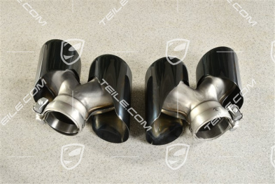 Double tailpipes set chrome plated stainless steel in black high gloss