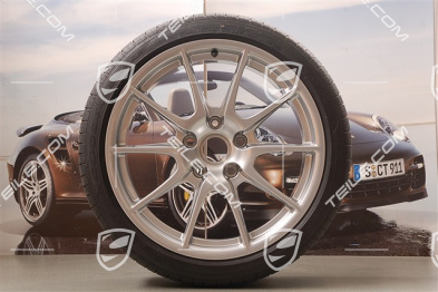 19-inch Boxster Spyder summer wheel set, 10J x 19 ET42 + 8,5J x 19 ET55 + MICHELIN summer tyres, silver metallic