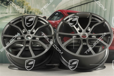 21" Komplet felg Cayenne Exclusive Design, 11J x 21 ET49 + 9,5J x 21 ET46, do Cayenne Coupé, Platinum satynowy półmat