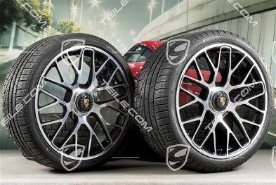 20" Turbo S central locking winter wheel set for Turbo S / GTS, wheels 8,5J x 20 ET51 + 11J x 20 ET59 + NEW Pirelli Sottozero II winter wheels 245/35 R20+295/30 R20, TPMS